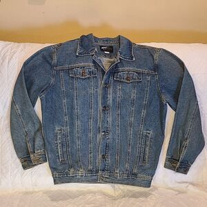 Vintage 90s Y2K Maxam Denim Jacket Long Sleeve Jean Men's Size LG Button pockets